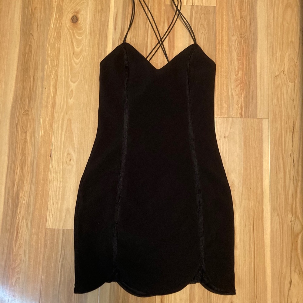 Nasty Gal Black Mini Slip Dress with Strappy Back